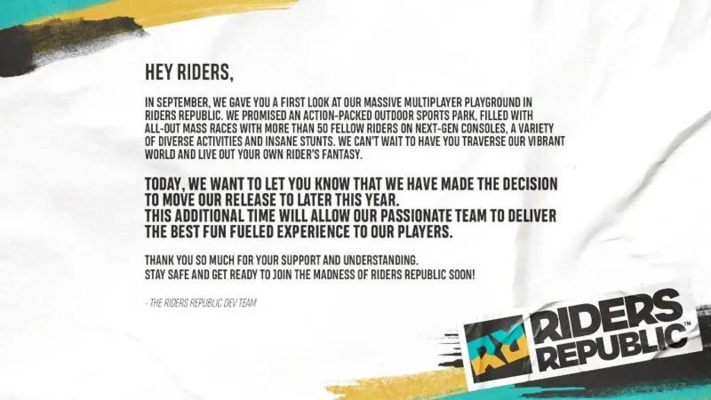 Riders Republic Delayed To Later This Year