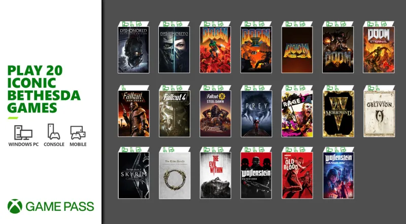 Xbox Game Pass Adds 20 Bethesda Games 
