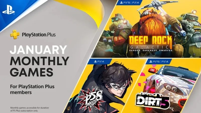 Persona 5 Strikers, Deep Rock Galactic, and Dirt 5 Featured In January 2022 PlayStation Plus Lineup