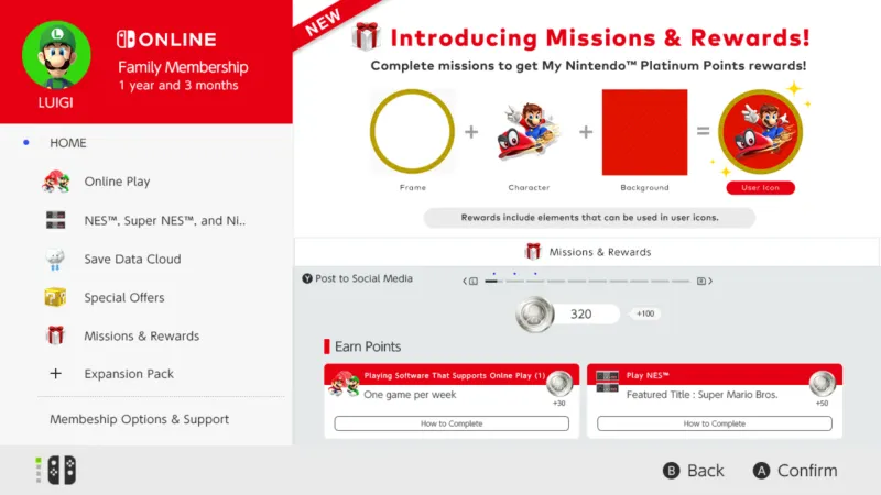 New Missions And Rewards Feature Arrives On Nintendo Switch