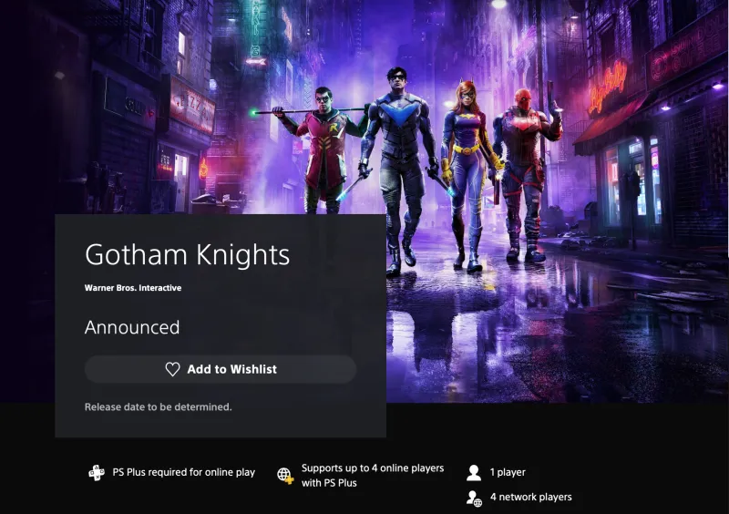 Gotham Knights Could Have 4-Player Co-Op According To PSN Listing
