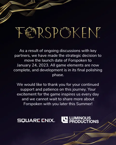 Forspoken Delayed To January 