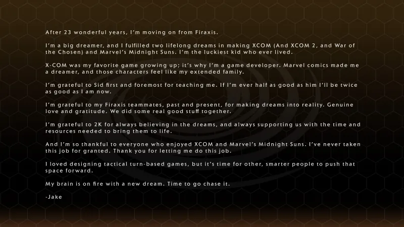 Firaxis’ Jake Solomon Announces Departure From Studio