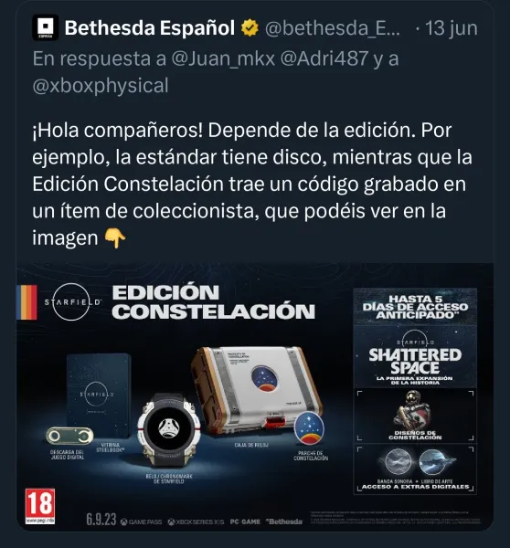 UPDATE: Bethesda Confirms Starfield Physical Standard Editions Will Include A Disc