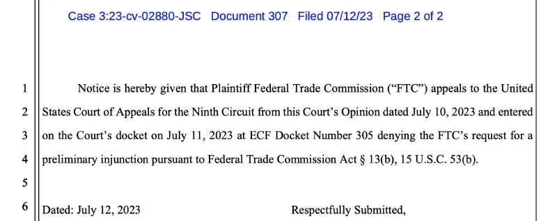 Update: FTC Loses Appeal In Case Against Microsoft's Activision Blizzard Acquisition
