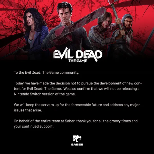 Evil Dead: The Game Will Not Receive Any More Content, Switch Version Canceled