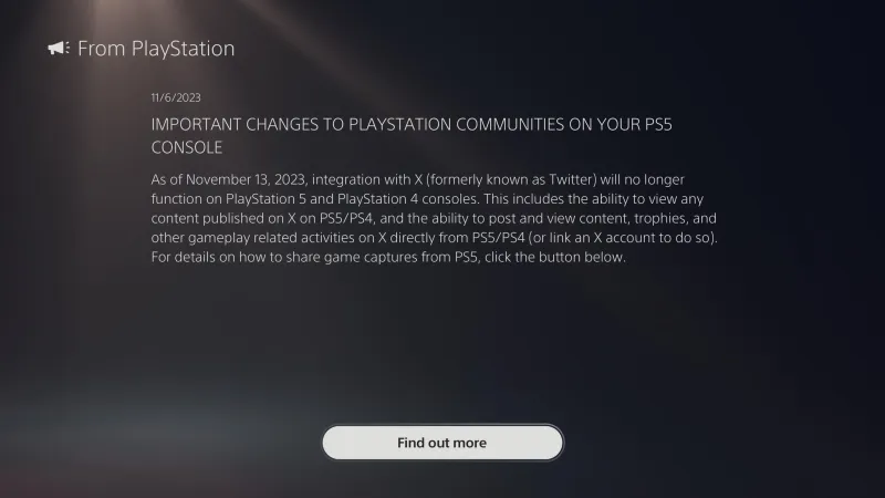 PlayStation Ending Twitter/X Integration Next Week