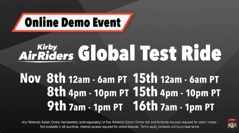 Kirby Air Riders Online Demo Event Announced For November