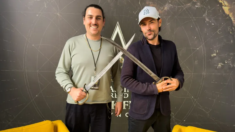Game Informer's Wesley LeBlanc and Edward Kenway voice actor Matt Ryan