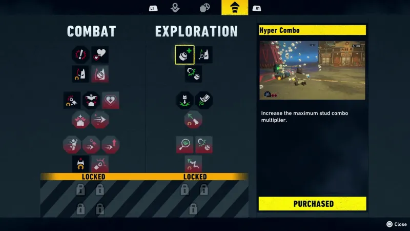 At this point in the game, I have the top three tiers unlocked, but the bottom abilities (which includes some of the skills listed below) won't be available until later.