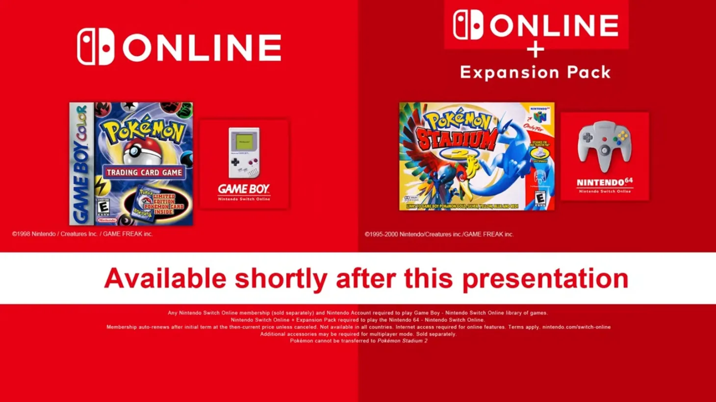 Pokémon Trading Card Game And Pokémon Stadium 2 Hit Nintendo Switch Online Today