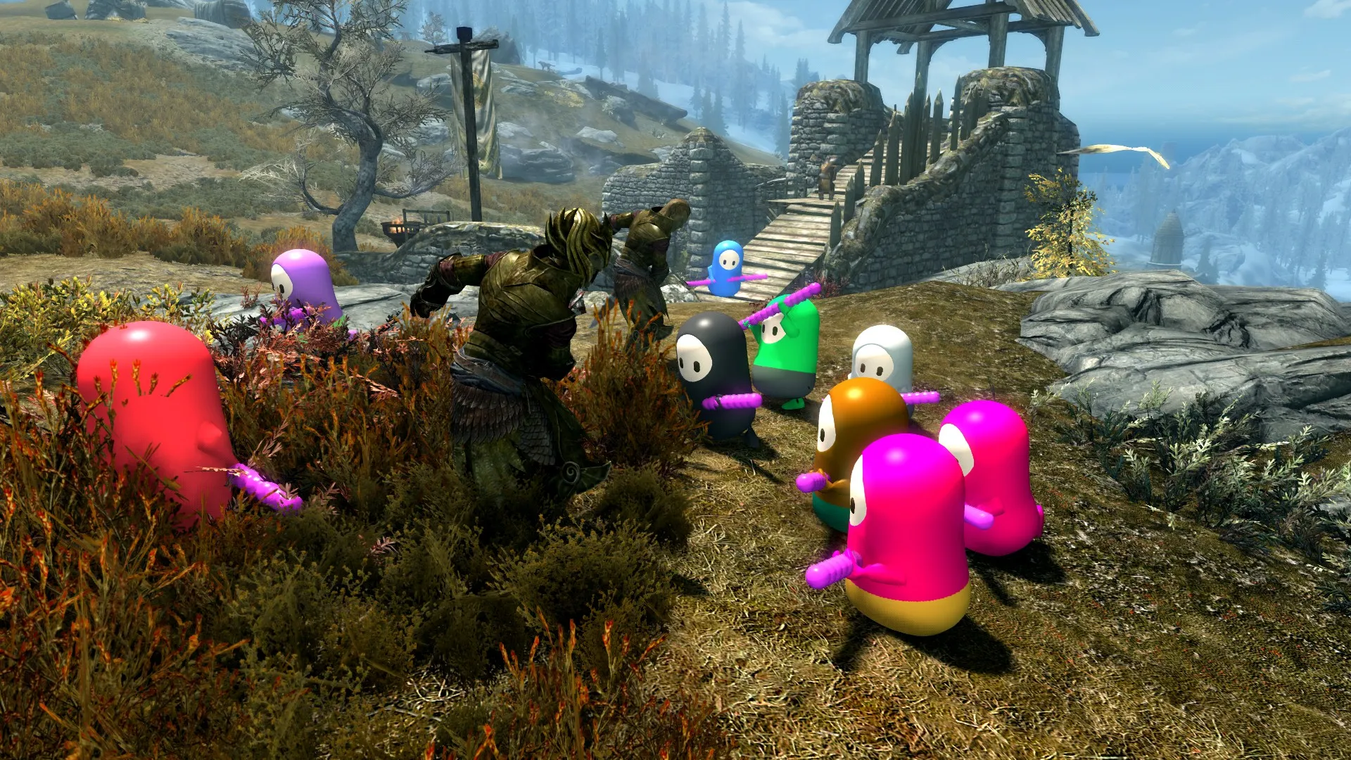 Jelly Beans Are Coming To Steal Your Sweet Rolls With This Fall Guys Skyrim Mod