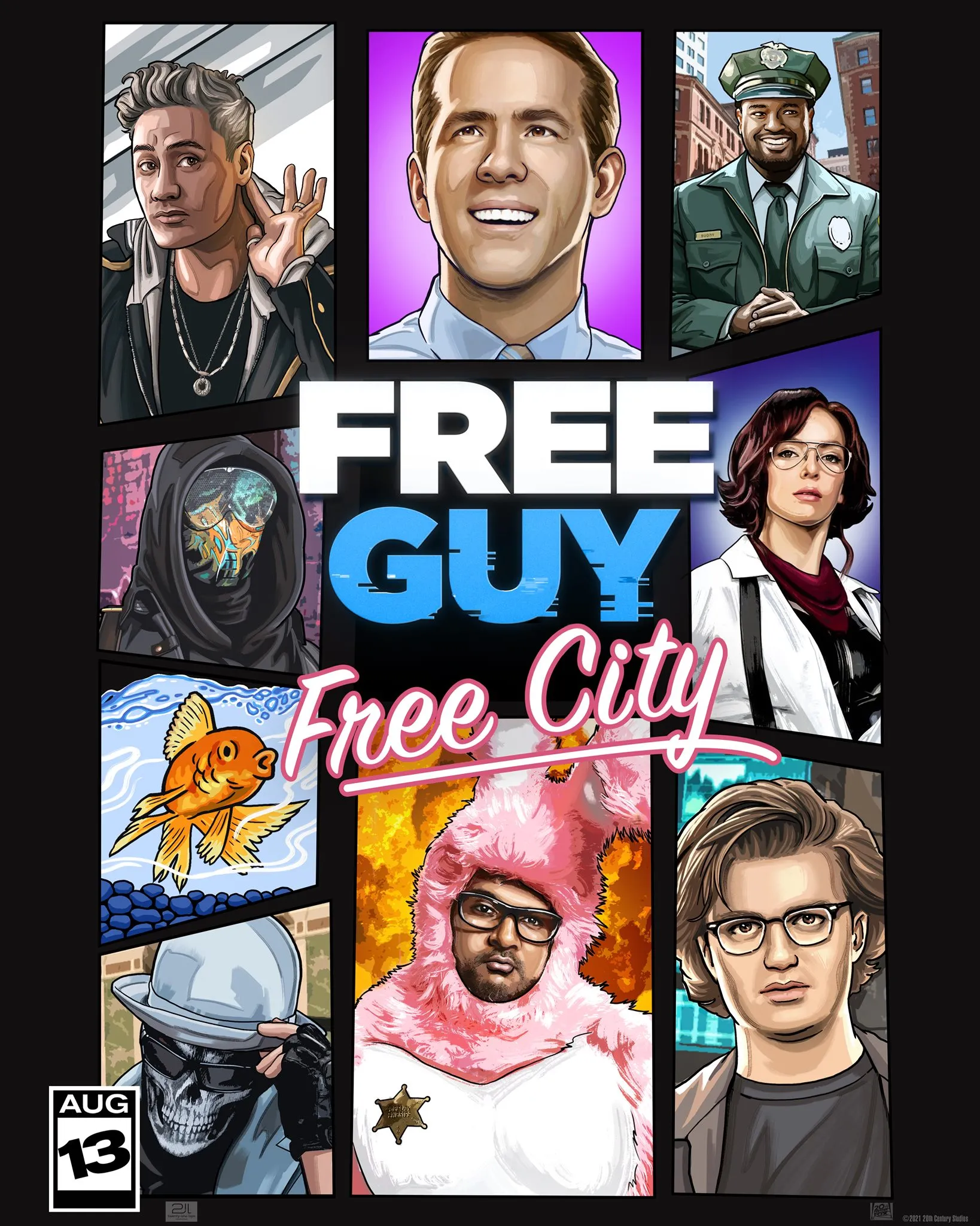 Free Guy's New Movie Posters Draw Inspiration From Animal Crossing, Doom, GTA, And More