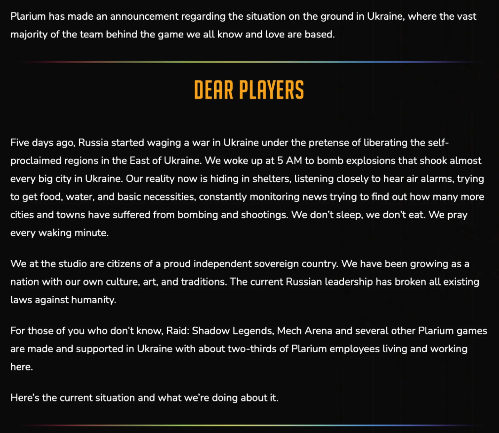 Game Studios Show Support For Ukraine