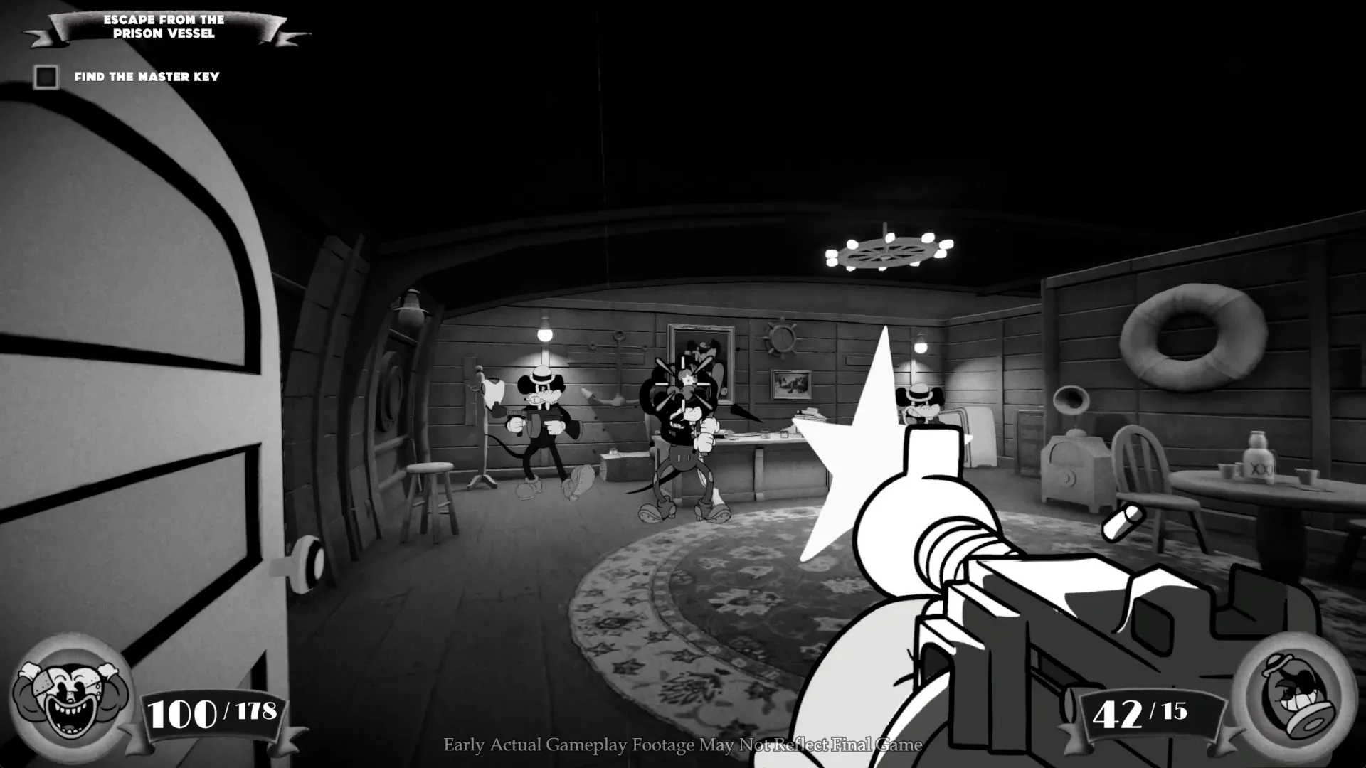 mouse fumi games 1930s vintage cartoon noir first person shooter FPS gameplay trailer