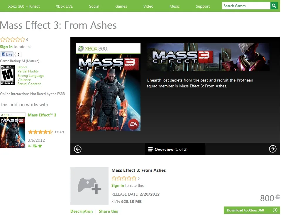 Mass Effect 3 'From Ashes' DLC Info Leaks [Spoilers]
