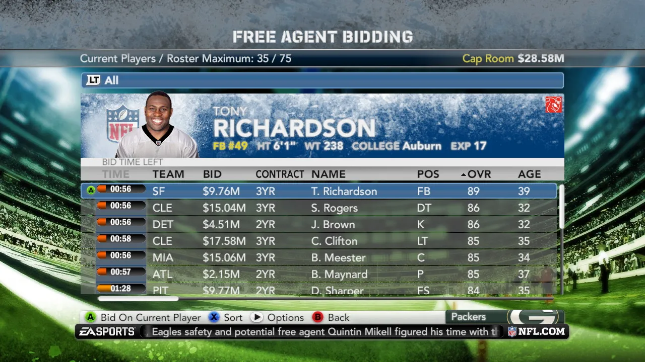 Madden NFL 12: Player Association