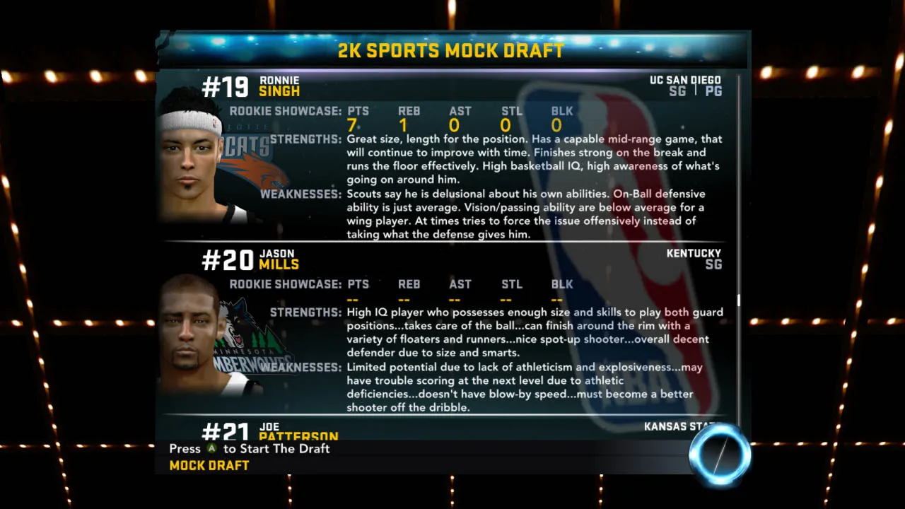 Visual Concepts Dishes NBA 2K12 My Player Mode Details