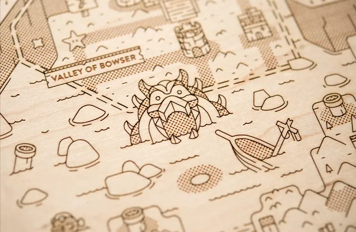 Maps Are Art, Especially Etched Wood Cartographs Of The Mushroom Kingdom